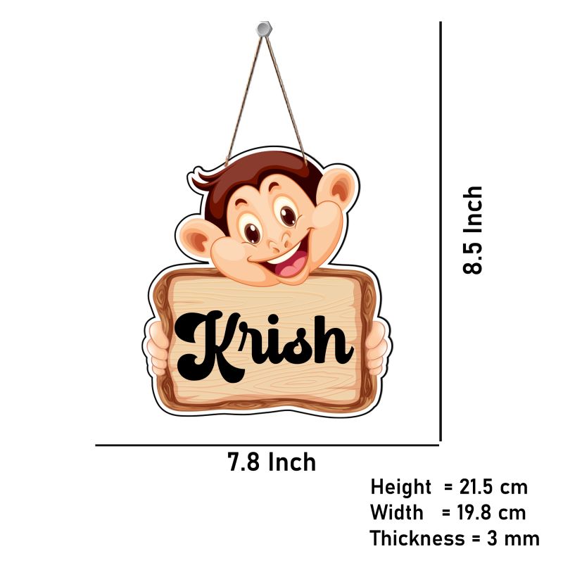 Personalized Monkey Cute Animal Wooden Wall Hanging Customized With Name Kids Room, Living Room, Home Decor Birthday Gift For Kids